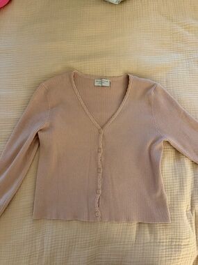 Dress Forum Ribbed Button-Front Top in Blush
